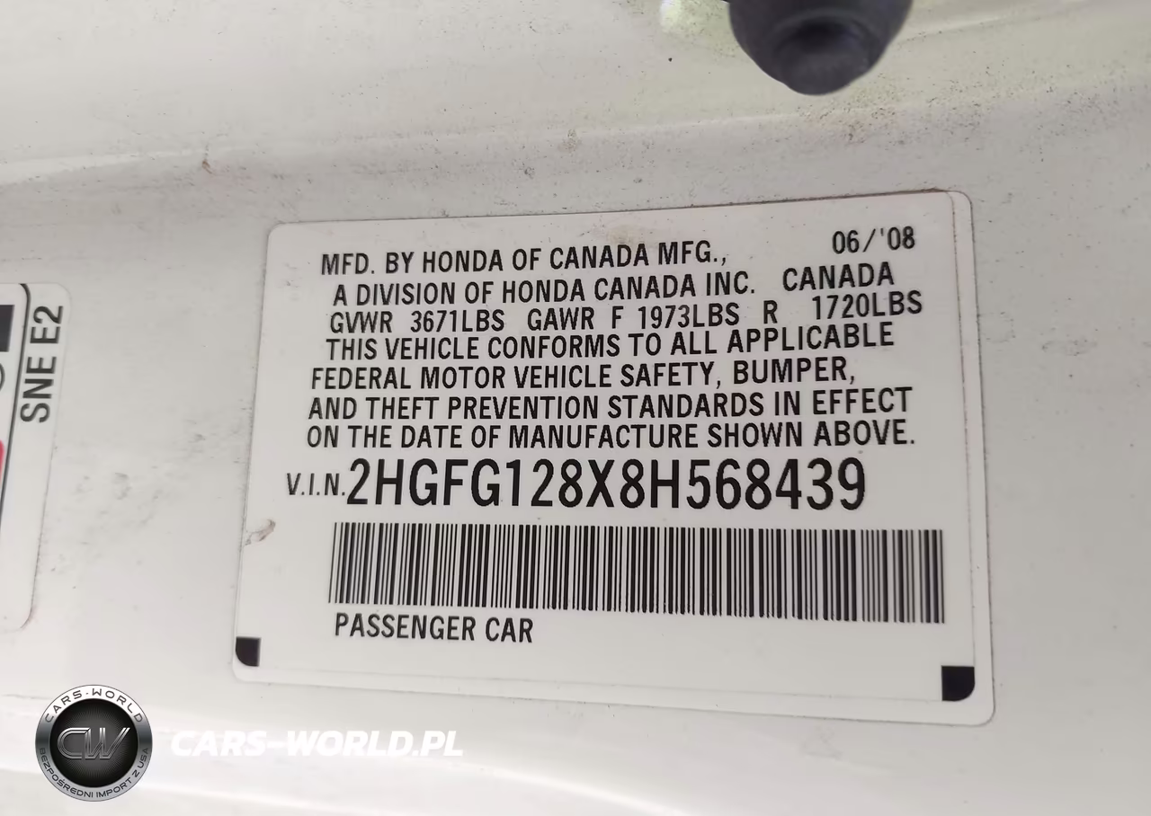 2008 Honda Civic Ex VIN:2HGFG128X8H568439 - 9