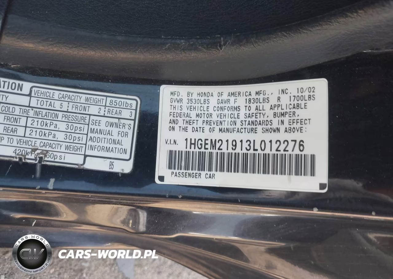 2003 Honda Civic Ex VIN:1HGEM21913L012276 - 9