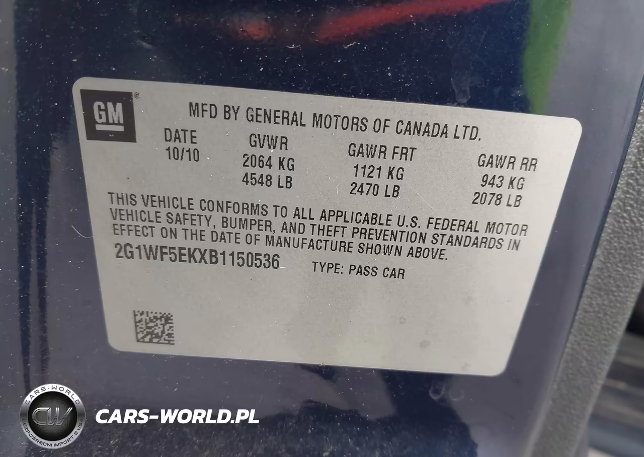 2011 Chevrolet Impala Ls VIN:2G1WF5EKXB1150536 - 9