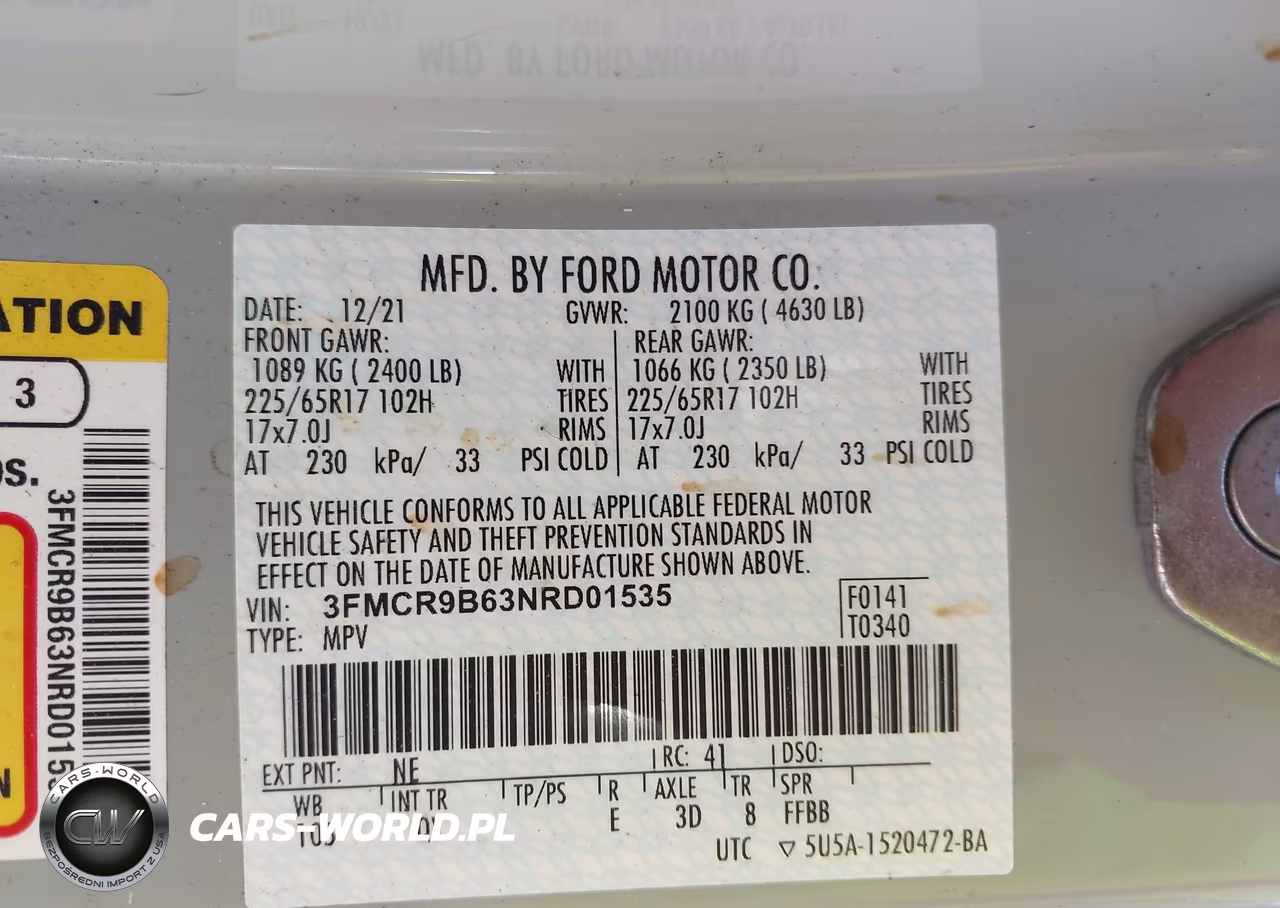 2022 Ford Bronco Sport Big Bend VIN:3FMCR9B63NRD01535 - 9