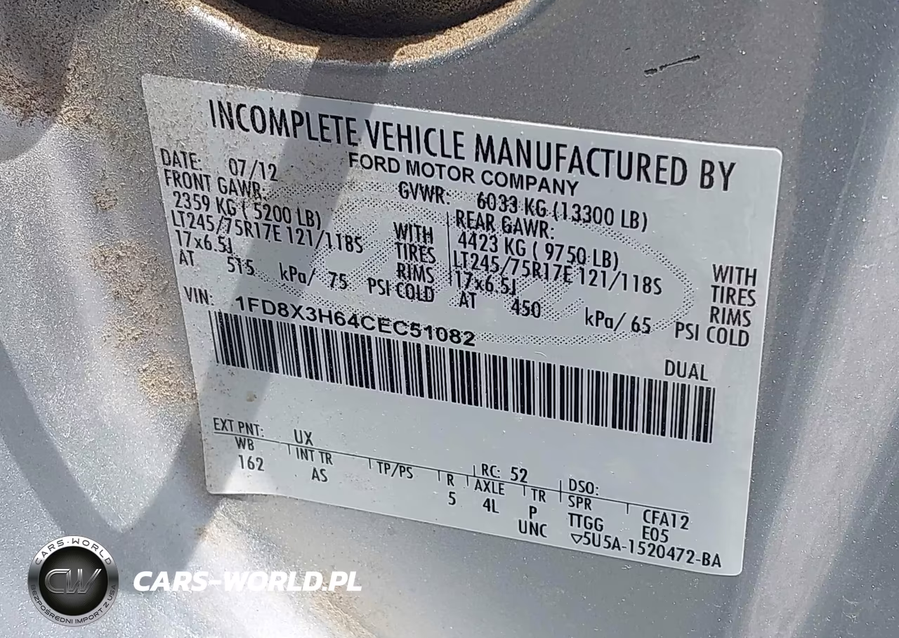 2012 Ford F-350 Chassis VIN:1FD8X3H64CEC51082 - 8