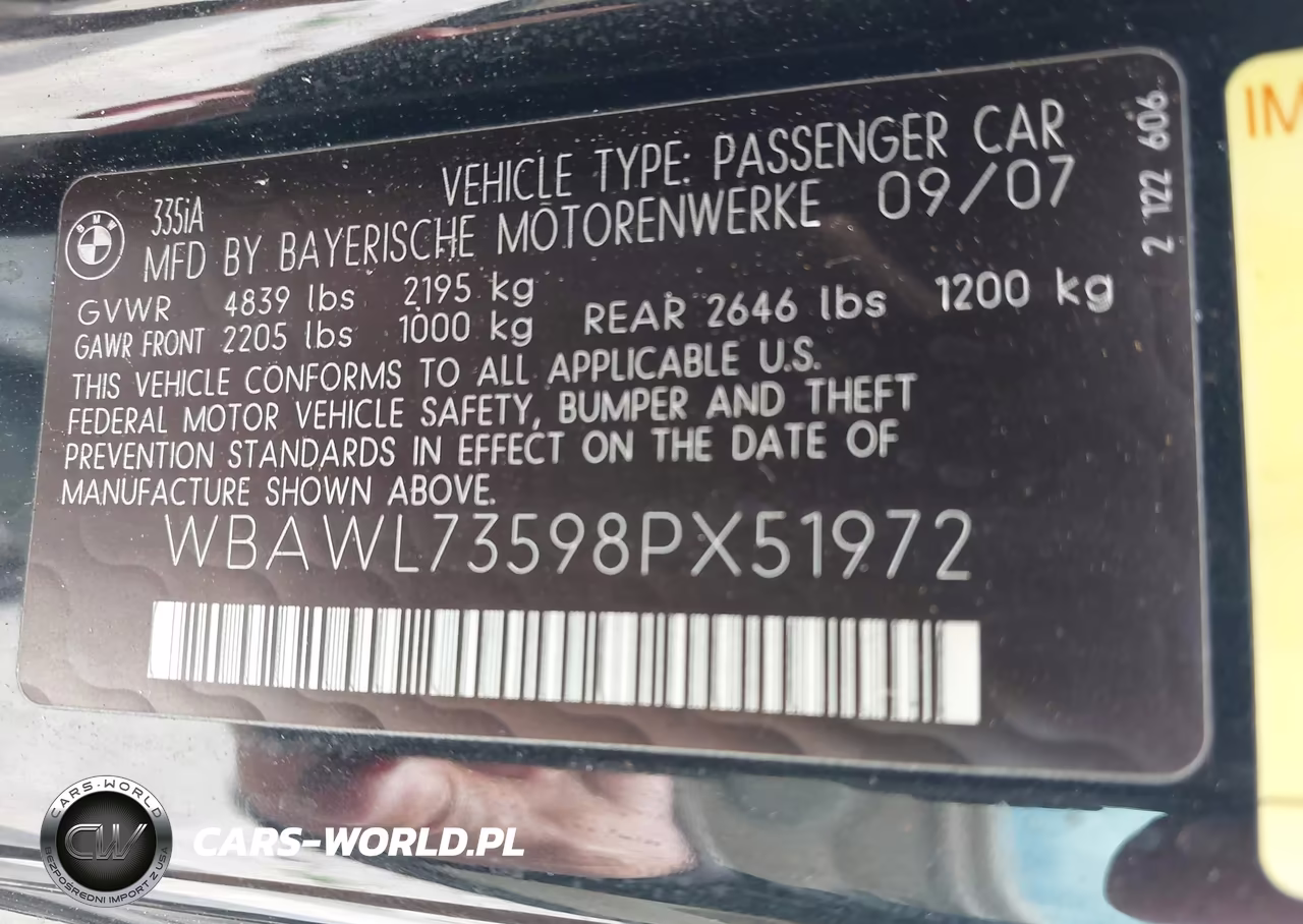 2008 BMW 335I VIN:WBAWL73598PX51972 - 9
