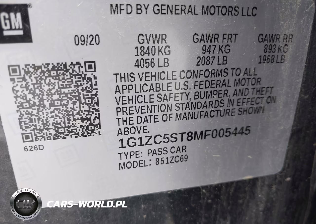 2021 Chevrolet Malibu Fwd 1Fl VIN:1G1ZC5ST8MF005445 - 9