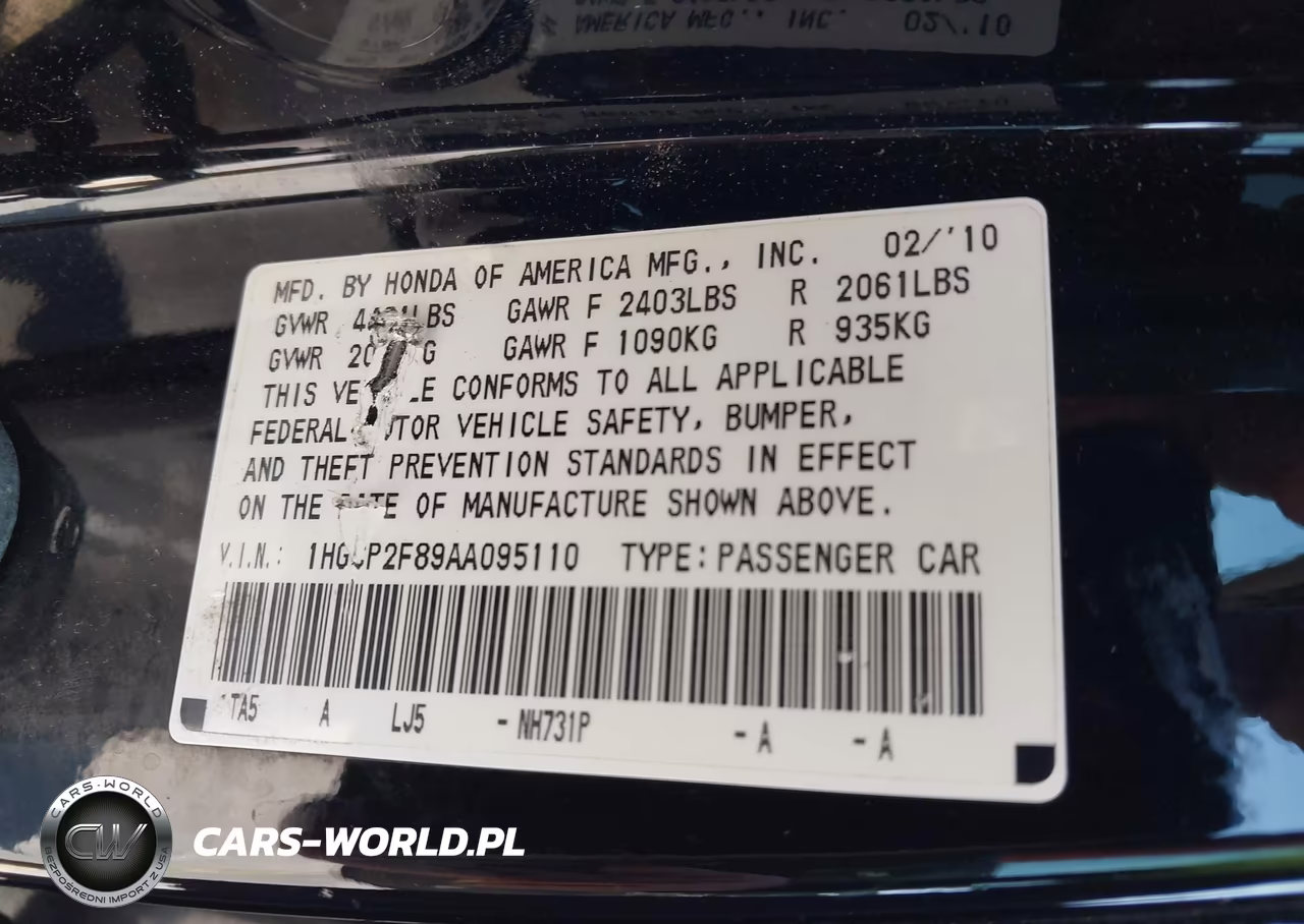 2010 Honda Accord 2.4 Ex-L VIN:1HGCP2F89AA095110 - 9
