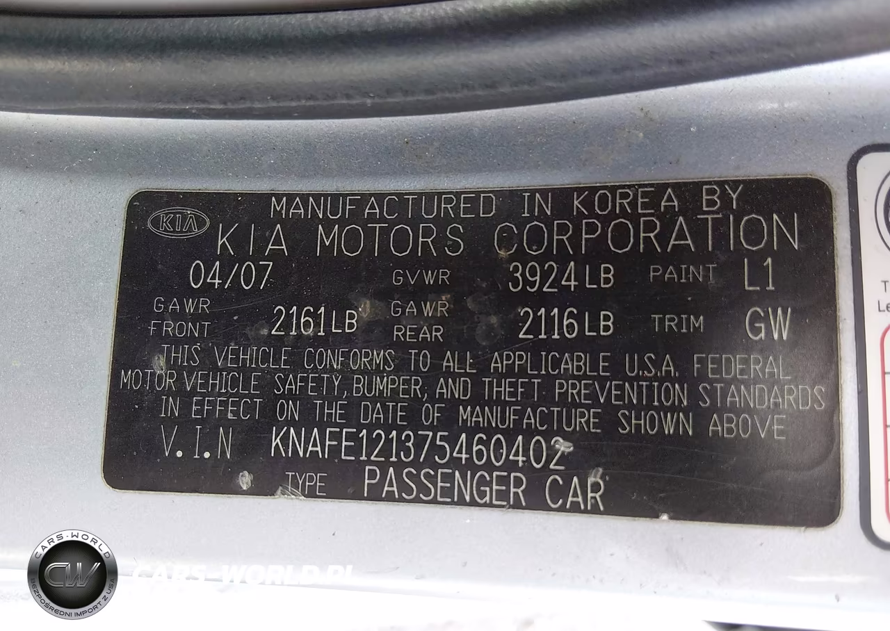 2007 Kia Spectra Ex VIN:KNAFE121375460402 - 9