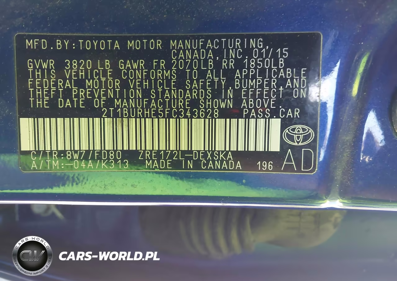 2015 Toyota Corolla S Plus VIN:2T1BURHE5FC343628 - 9