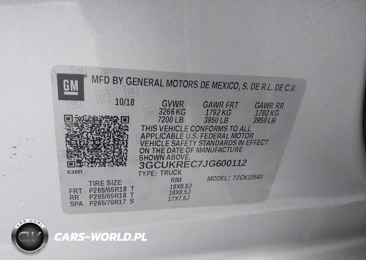 2018 Chevrolet Silverado 1500 2Lt VIN:3GCUKREC7JG600112 - 9