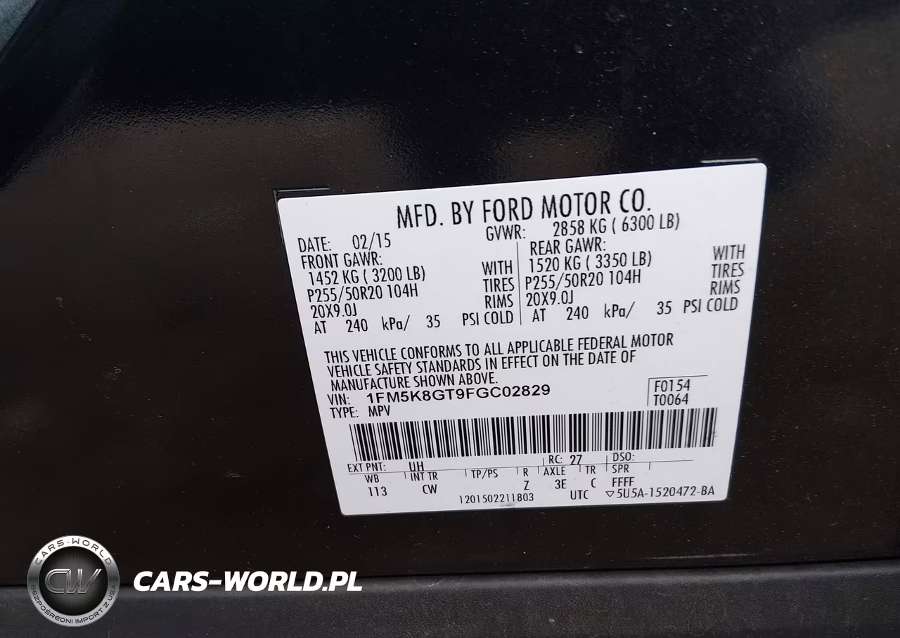 2015 Ford Explorer Sport VIN:1FM5K8GT9FGC02829 - 9