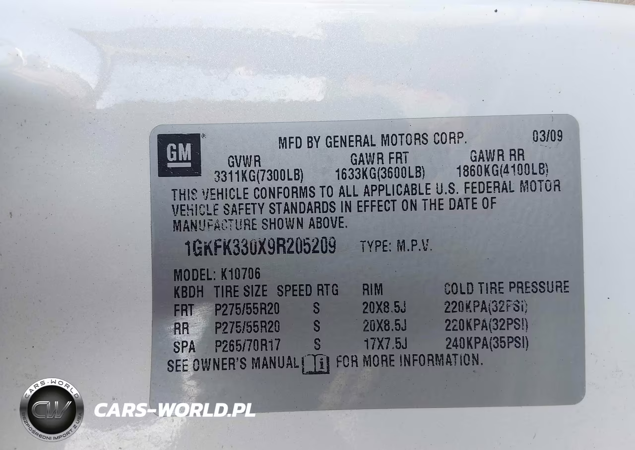 2009 GMC Yukon Slt2 VIN:1GKFK330X9R205209 - 9