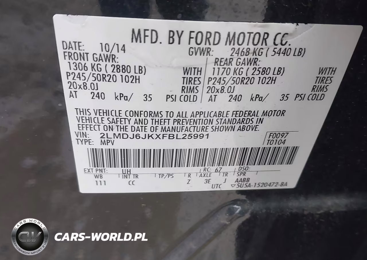 2015 Lincoln Mkx VIN:2LMDJ6JKXFBL25991 - 9