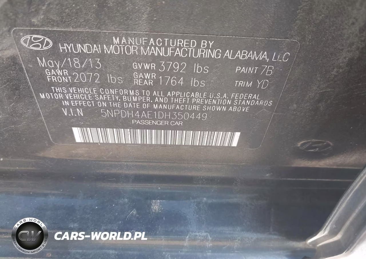 2013 Hyundai Elantra Gls VIN:5NPDH4AE1DH350449 - 9