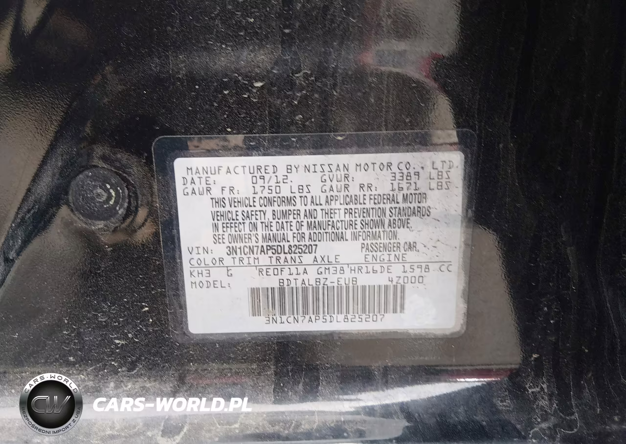 2013 Nissan Versa 1.6 Sv VIN:3N1CN7AP5DL825207 - 9