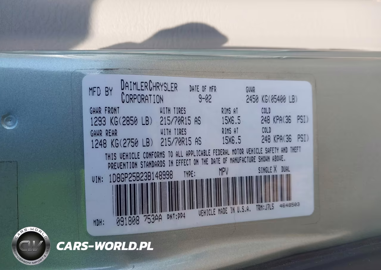 2003 Dodge Caravan Se VIN:1D8GP25B23B148998 - 9