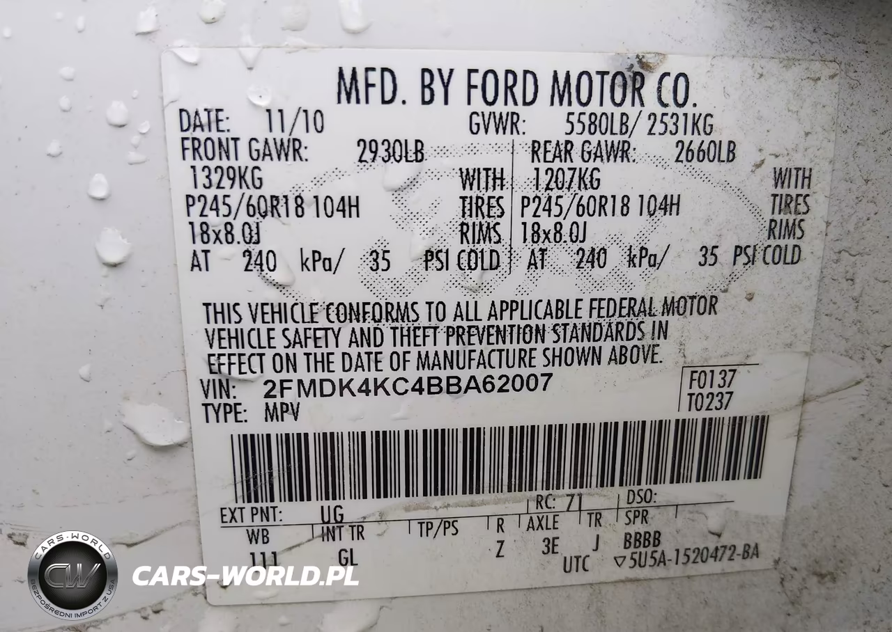 2011 Ford Edge Limited VIN:2FMDK4KC4BBA62007 - 9