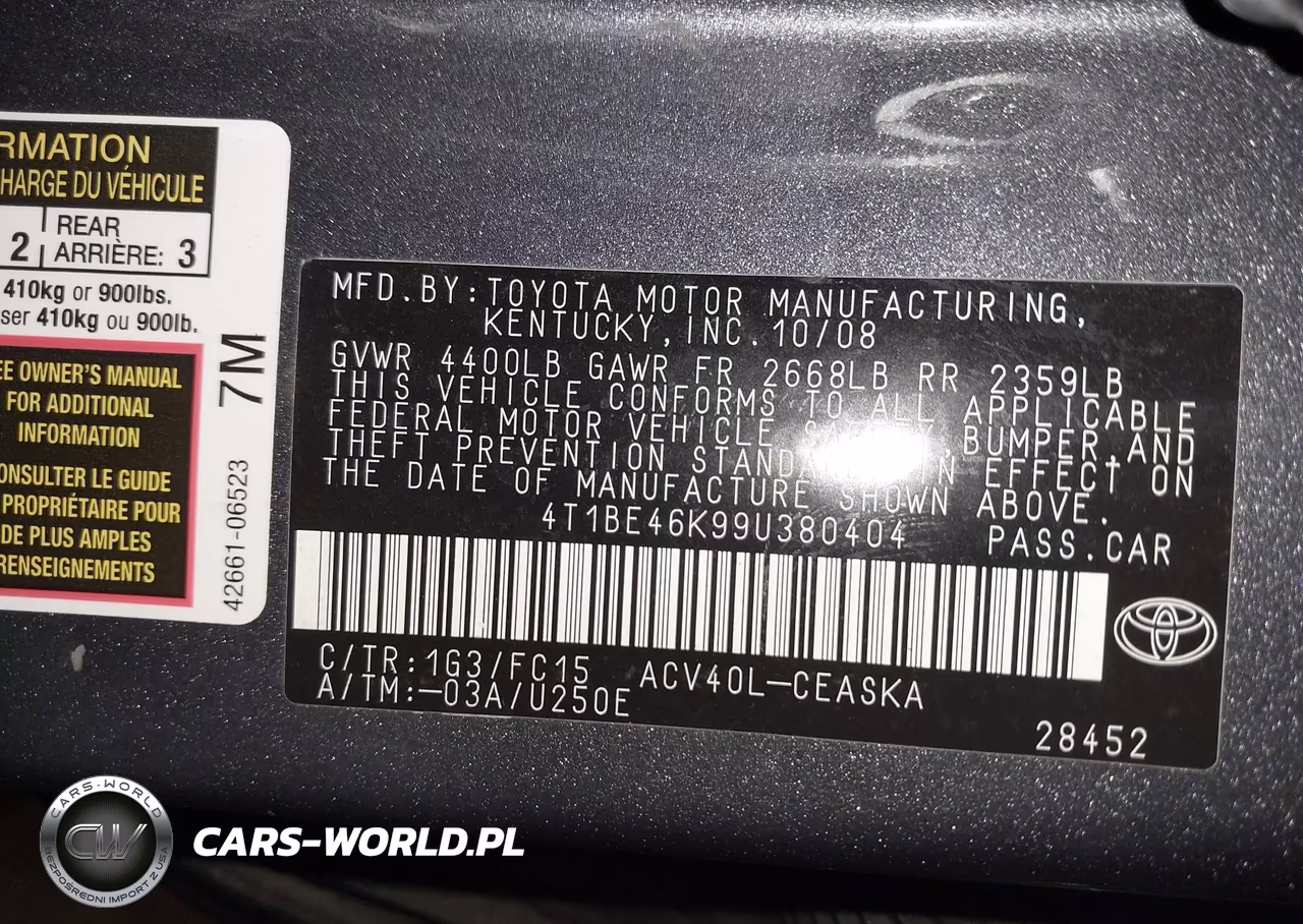 2009 Toyota Camry Le-Se-Xle VIN:4T1BE46K99U380404 - 9