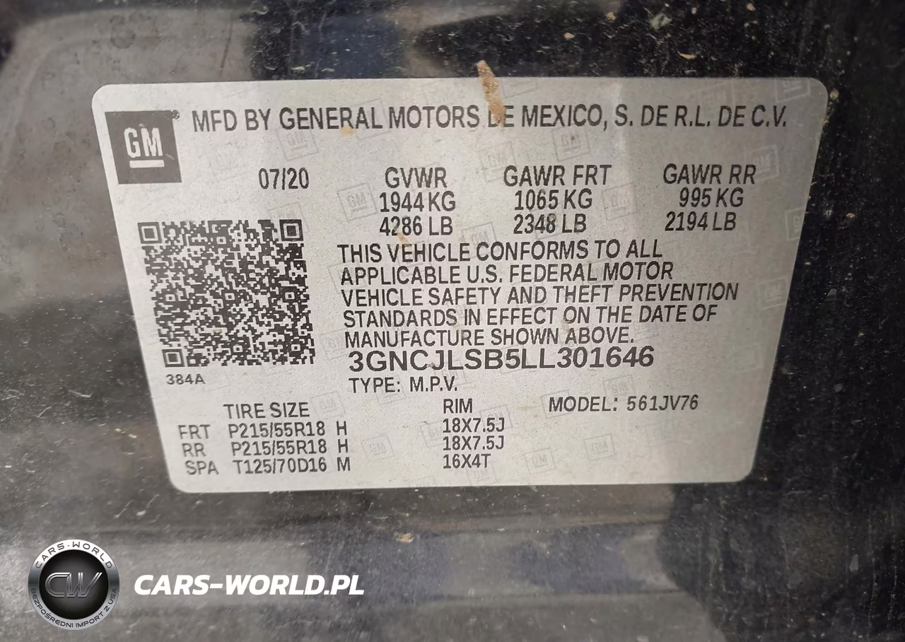 2020 Chevrolet Trax Fwd Lt VIN:3GNCJLSB5LL301646 - 9