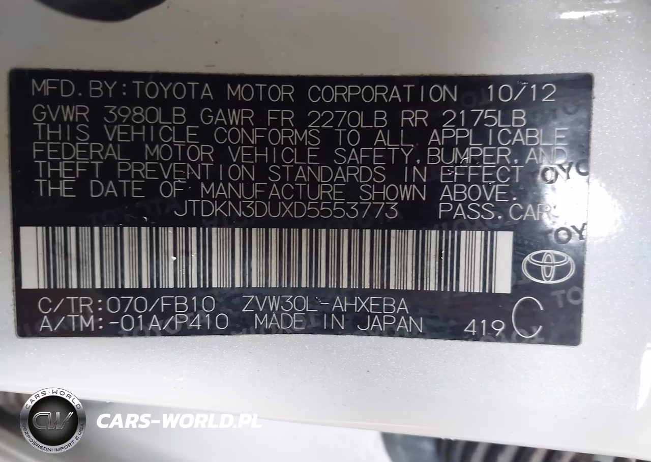 2013 Toyota Prius Five-Four-Three-Three Se-Two VIN:JTDKN3DUXD5553773 - 9
