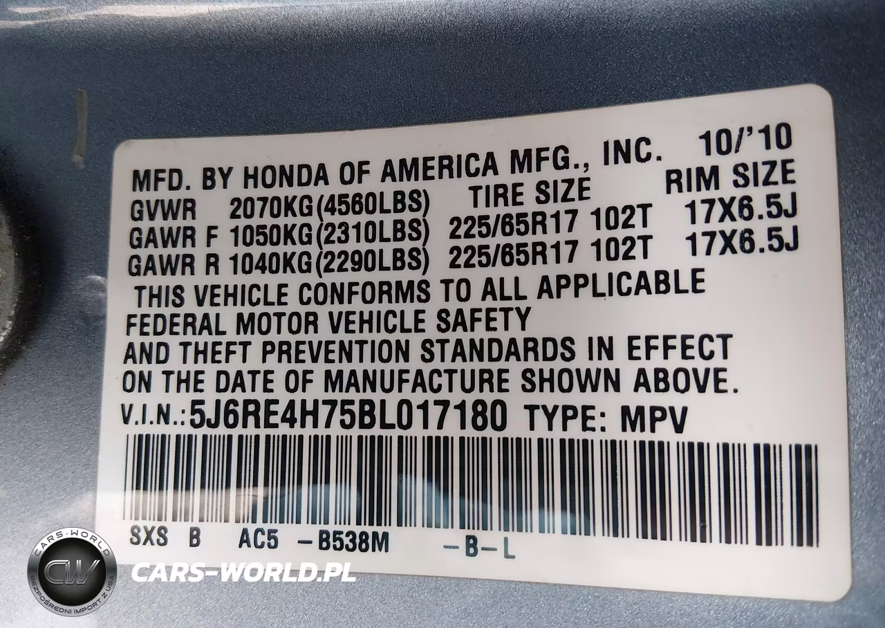 2011 Honda Cr-V Ex-L VIN:5J6RE4H75BL017180 - 9