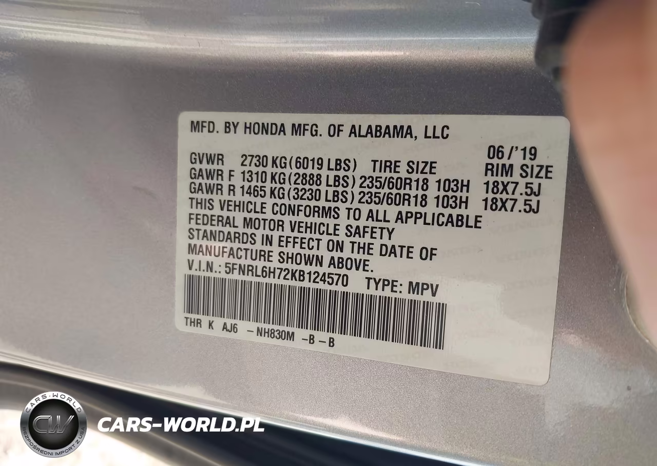2019 Honda Odyssey Ex-L VIN:5FNRL6H72KB124570 - 9
