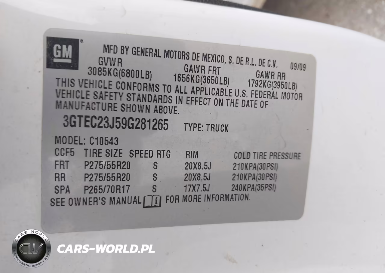 2009 GMC Sierra 1500 Sle VIN:3GTEC23J59G281265 - 9