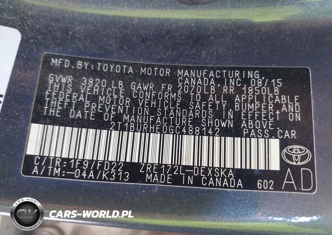 2016 Toyota Corolla L-Le-Le Plus-Le Premium-S-S Plus-S Premium-S W-Special Edition Pkg VIN:2T1BURHE0GC488142 - 9