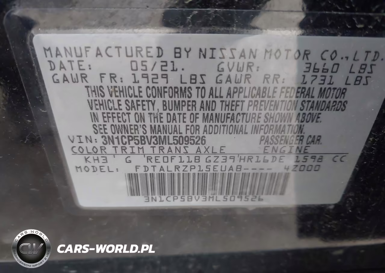 2021 Nissan Kicks S Xtronic Cvt VIN:3N1CP5BV3ML509526 - 9