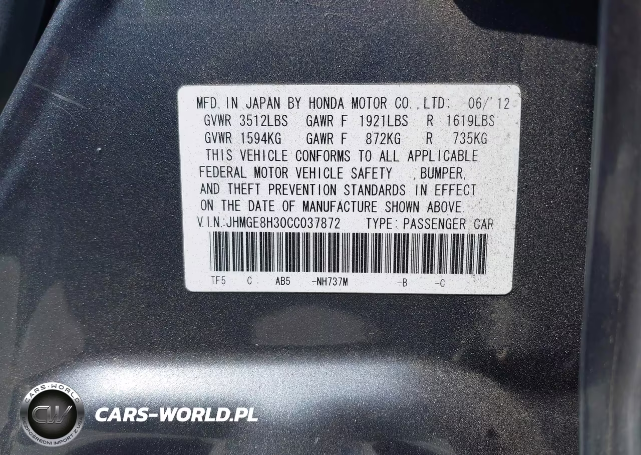 2012 Honda Fit VIN:JHMGE8H30CC037872 - 9