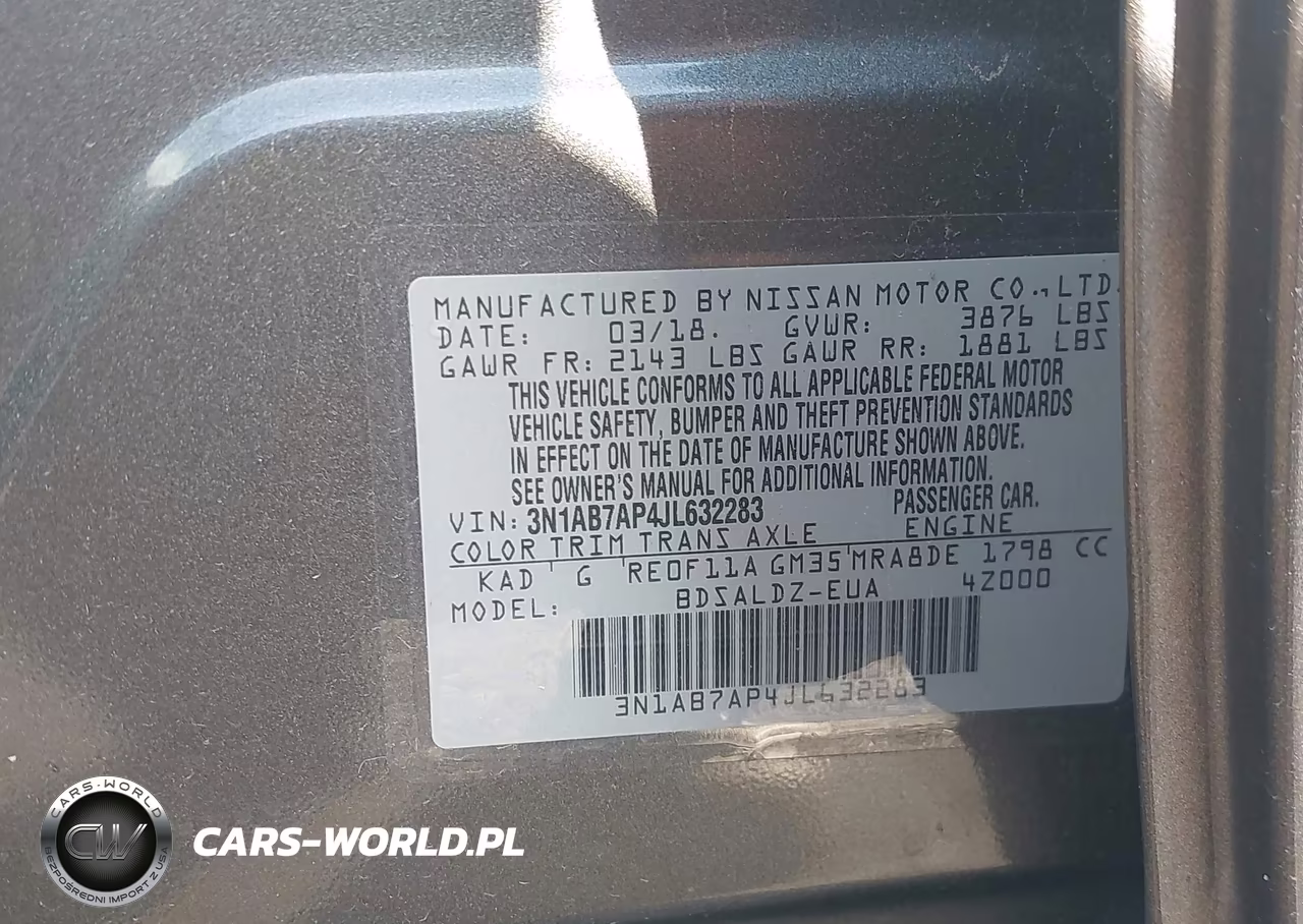 2018 Nissan Sentra Sv VIN:3N1AB7AP4JL632283 - 9