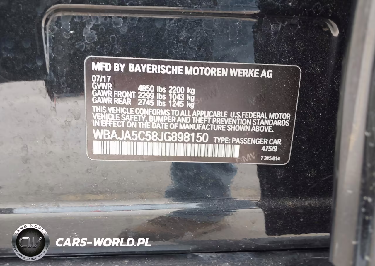 2018 BMW 530I VIN:WBAJA5C58JG898150 - 9