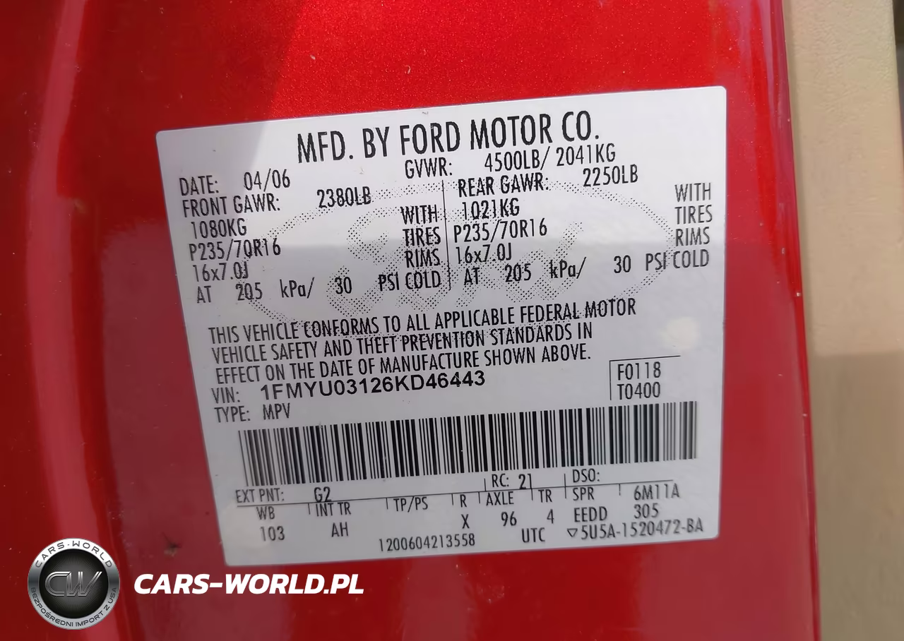 2006 Ford Escape Xlt-Xlt Sport VIN:1FMYU03126KD46443 - 9