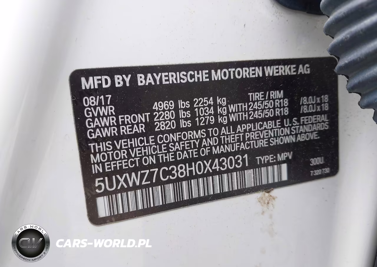 2017 BMW X3 Sdrive28I VIN:5UXWZ7C38H0X43031 - 9