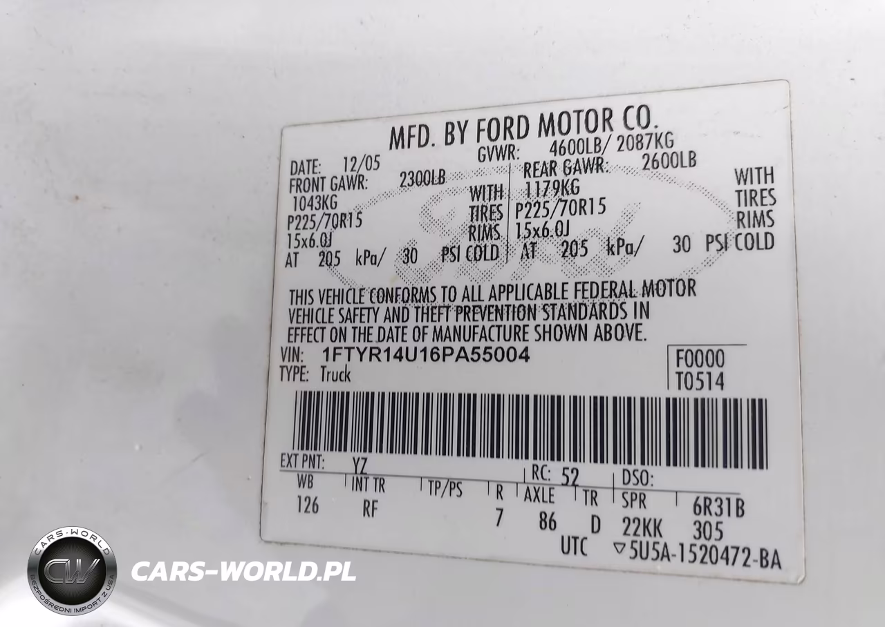 2006 Ford Ranger Sport-Stx-Xl-Xlt VIN:1FTYR14U16PA55004 - 9