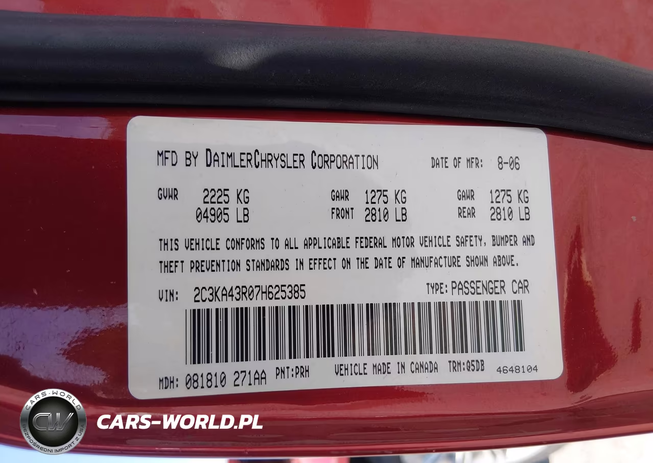 2007 Chrysler 300 VIN:2C3KA43R07H625385 - 9