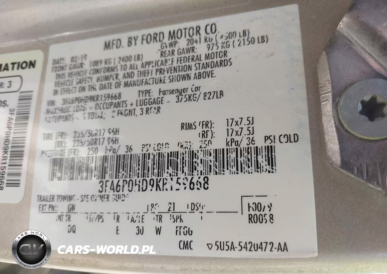 2019 Ford Fusion Se VIN:3FA6P0HD9KR159668 - 9