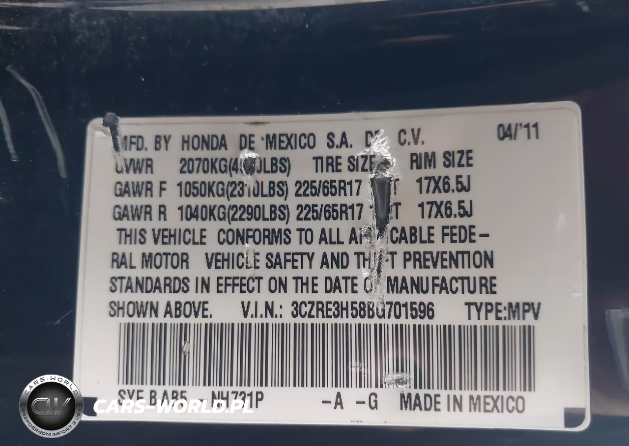 2011 Honda Cr-V Ex VIN:3CZRE3H58BG701596 - 9