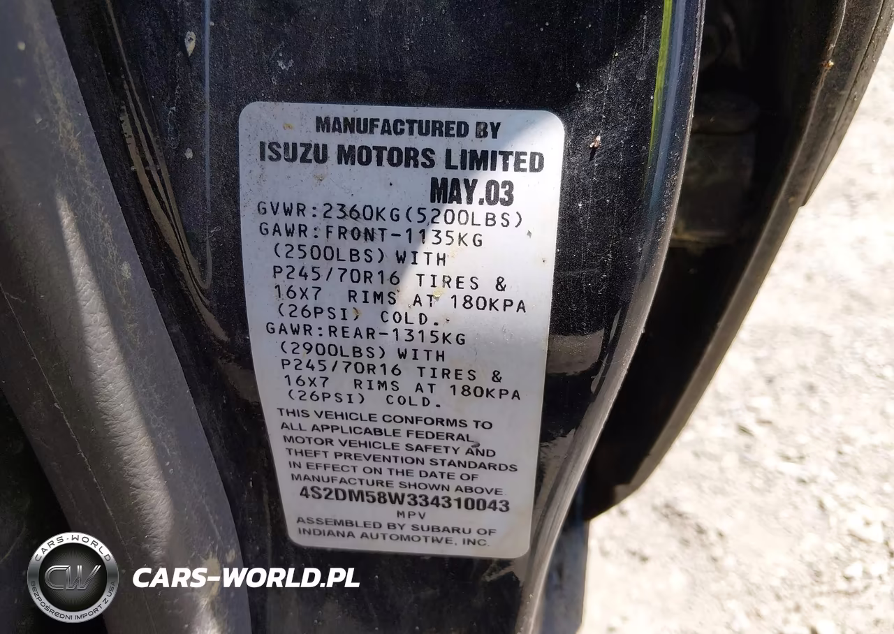 2003 Isuzu Rodeo S 3.2L V6 VIN:4S2DM58W334310043 - 9
