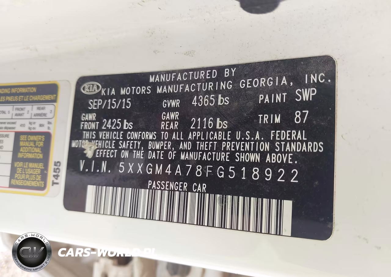 2015 Kia Optima Lx VIN:5XXGM4A78FG518922 - 9