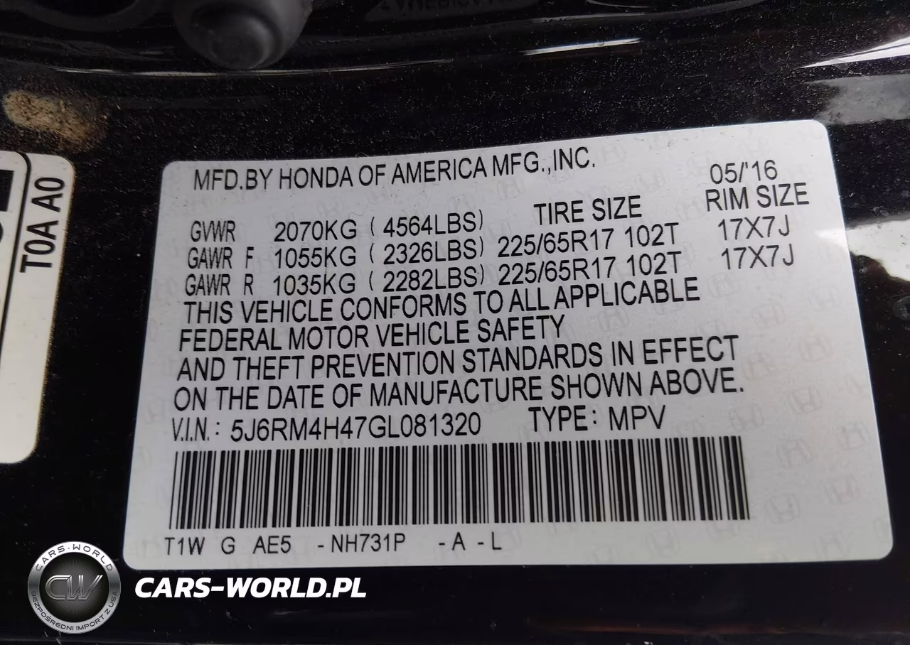 2016 Honda Cr-V Se VIN:5J6RM4H47GL081320 - 9