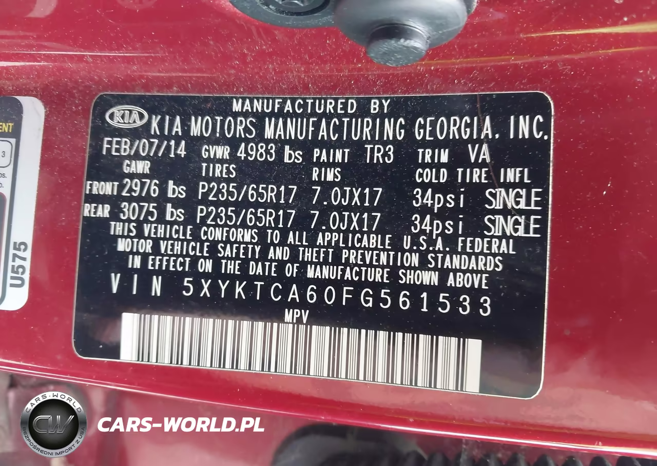 2015 Kia Sorento Lx VIN:5XYKTCA60FG561533 - 9