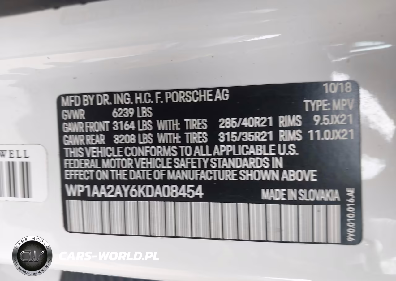 2019 Porsche Cayenne VIN:WP1AA2AY6KDA08454 - 9