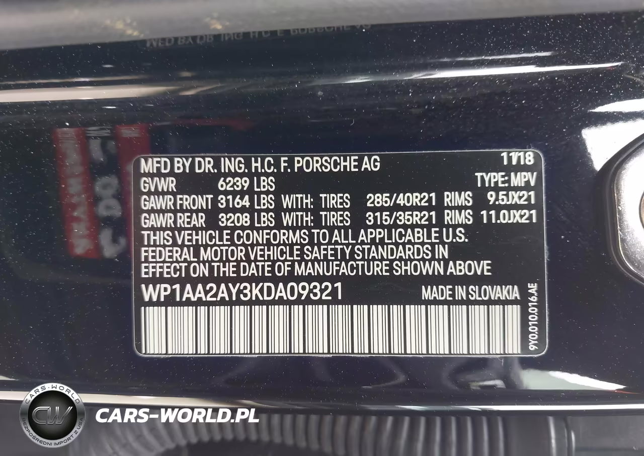 2019 Porsche Cayenne VIN:WP1AA2AY3KDA09321 - 9