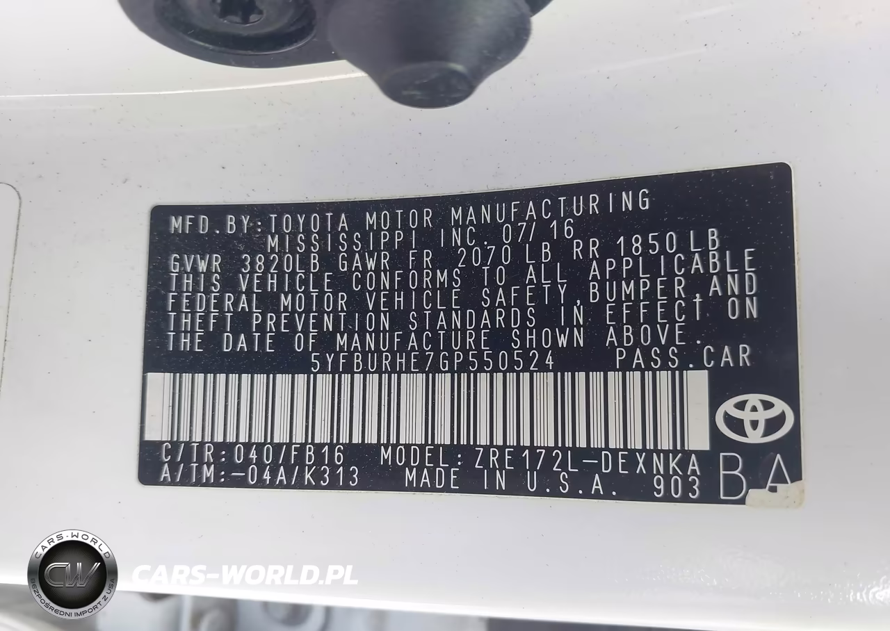 2016 Toyota Corolla Le VIN:5YFBURHE7GP550524 - 9