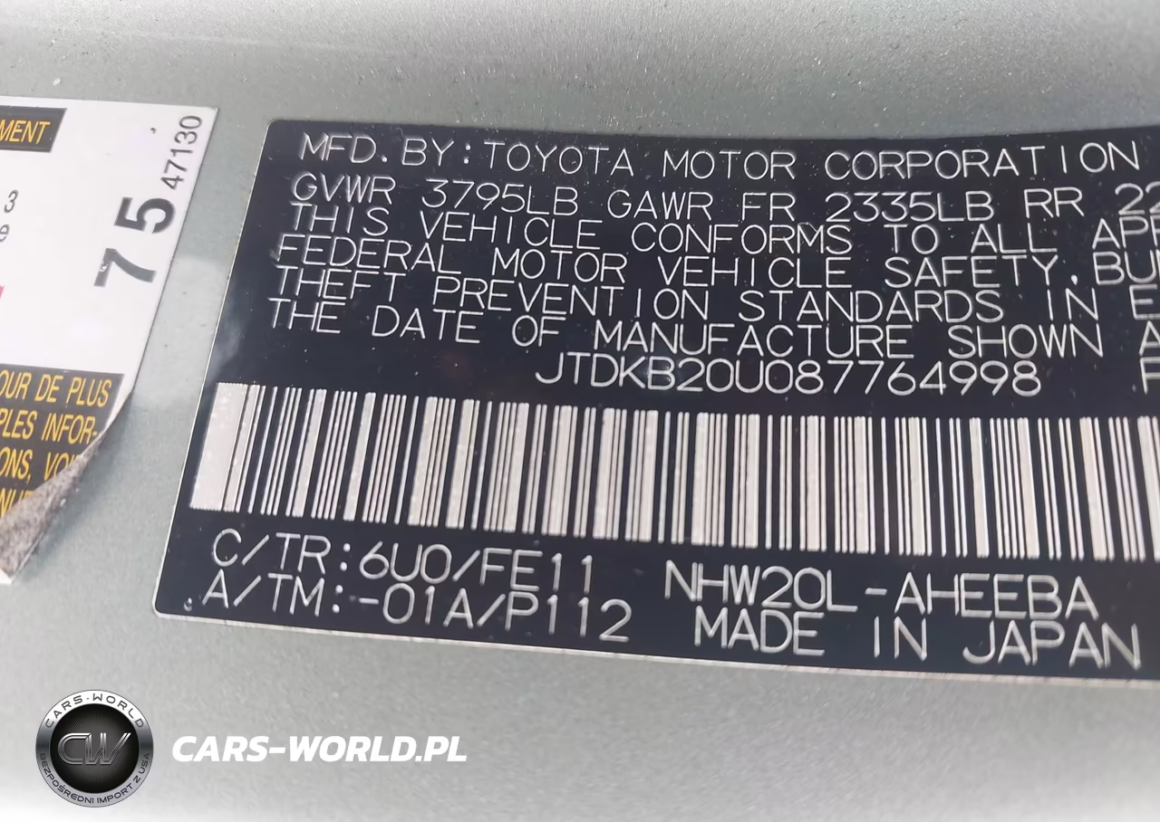 2008 Toyota Prius Standard-Touring VIN:JTDKB20U087764998 - 9