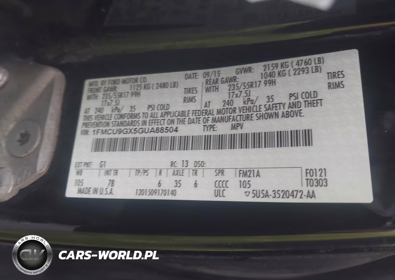 2016 Ford Escape Se VIN:1FMCU9GX5GUA88504 - 9