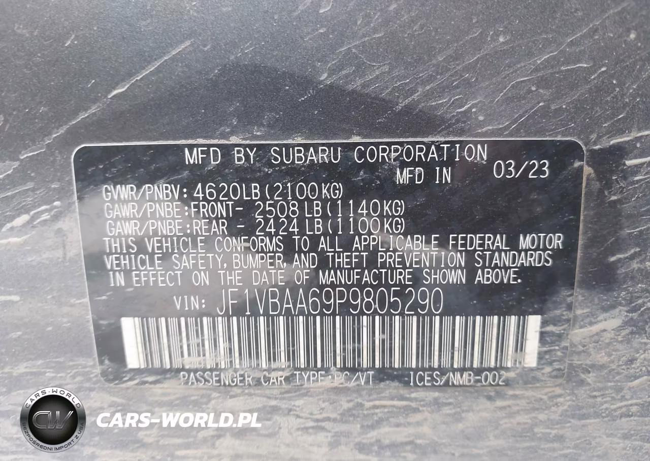 2023 Subaru Wrx VIN:JF1VBAA69P9805290 - 9
