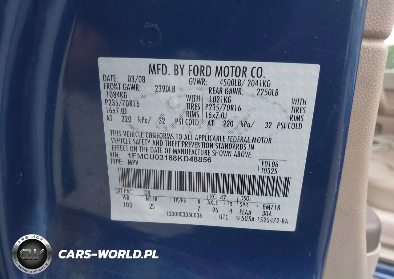 2008 Ford Escape Xlt VIN:1FMCU03188KD48856 - 9