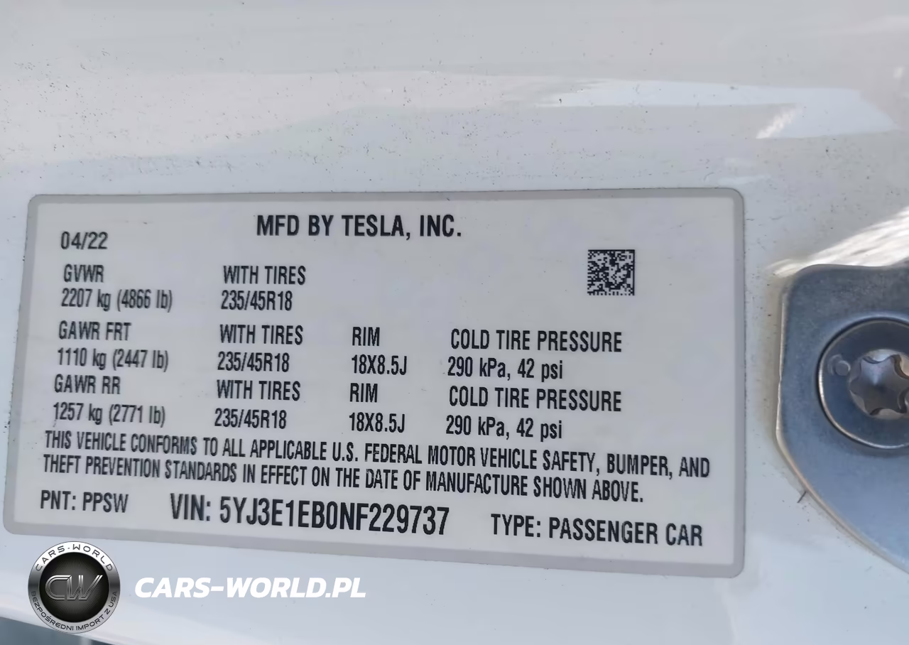 2022 Tesla Model 3 Long Range Dual Motor All-Wheel Drive VIN:5YJ3E1EB0NF229737 - 9