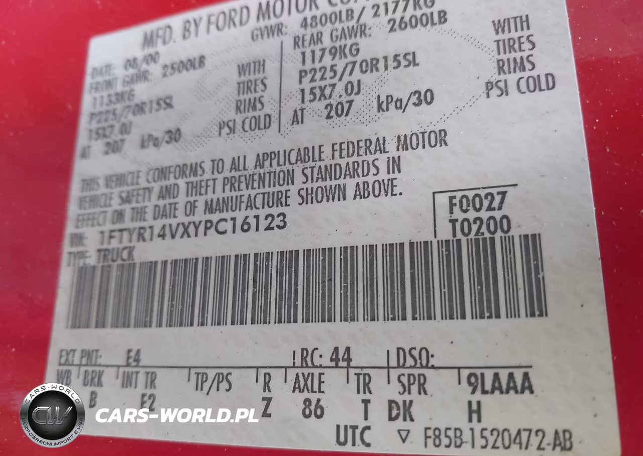 2000 Ford Ranger Xl-Xlt VIN:1FTYR14VXYPC16123 - 9