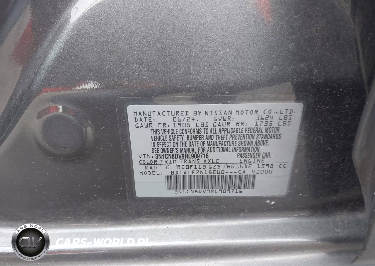 2024 Nissan Versa 1.6 S VIN:3N1CN8DV9RL909716 - 9