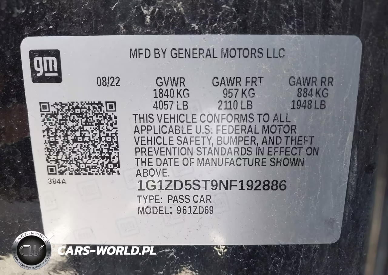 2022 Chevrolet Malibu Fwd Lt VIN:1G1ZD5ST9NF192886 - 9